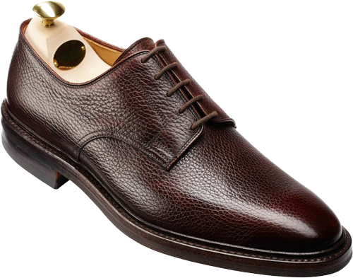 Brown grained leather Derby shoe with shoe tree